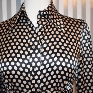 Nanette Lepore Black and White Polka Dot Long Sleeve Dress